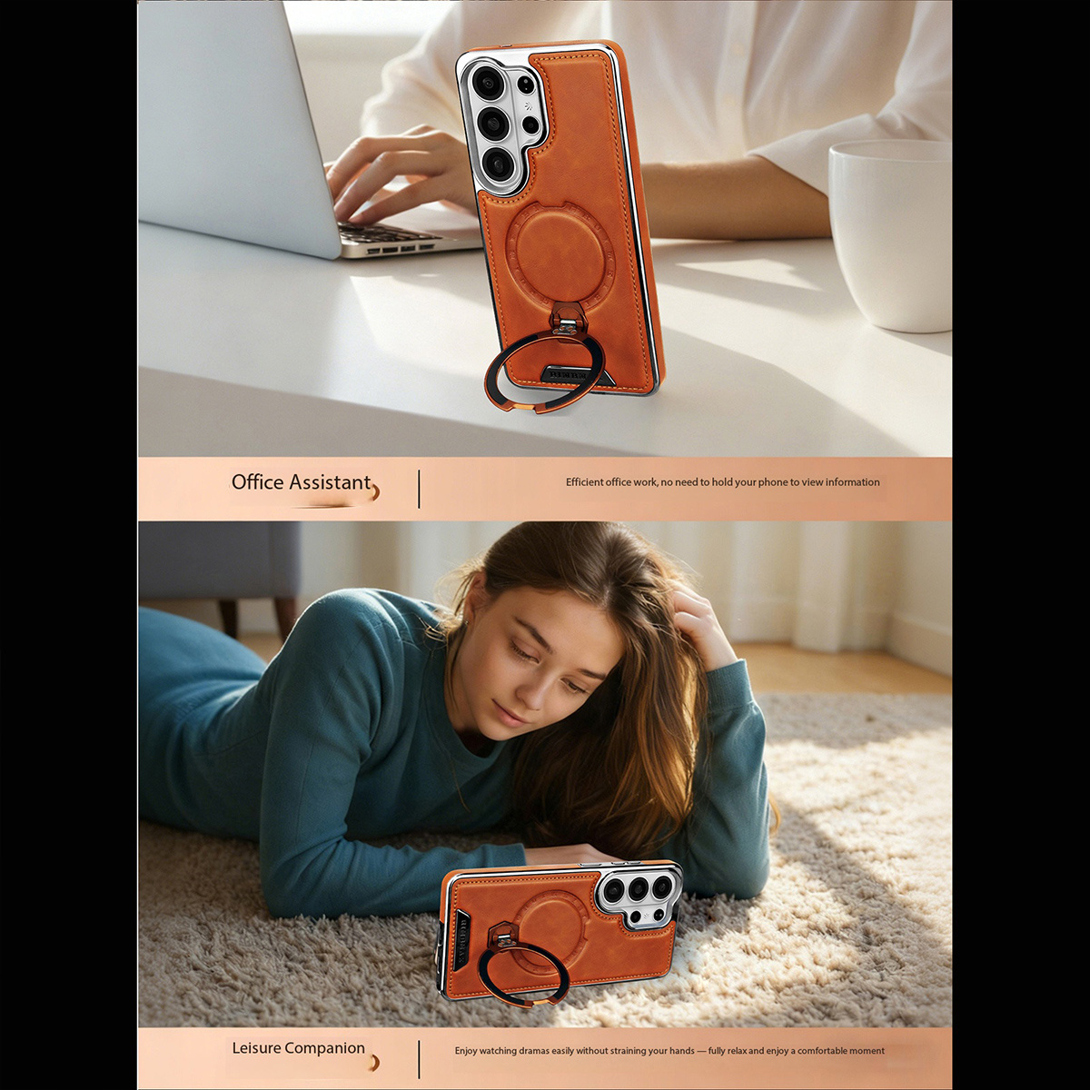 Capa de Telefone em Couro PU p - Phone Ring Holder avaliação e preço